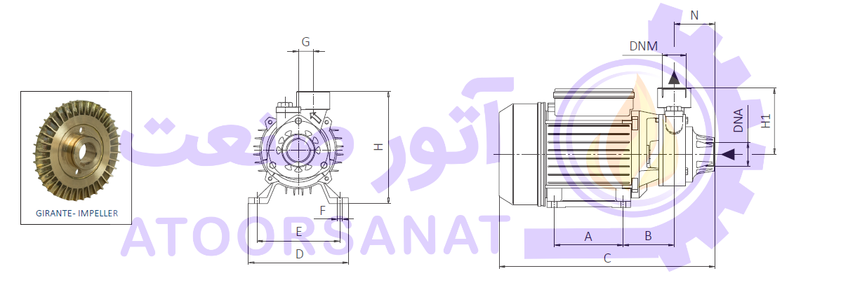 پمپ آب 0/7 اسب خانگی سیستما ایتالیا Sistema TT70