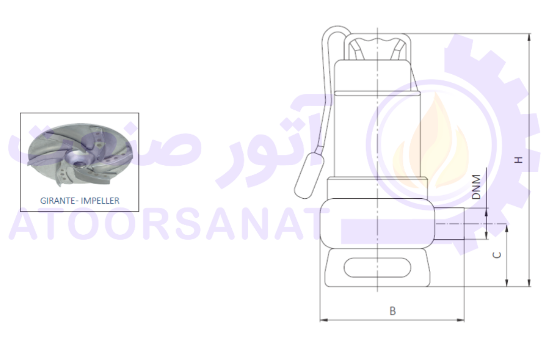 پمپ لجن کش استیل 1 و 1/2 اینچ 10 متری سیستما ایتالیا Sistema TVX 1100 HL