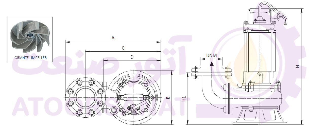 پمپ لجن کش فاضلابی استیل 2 اینچ 12 متری سیستما ایتالیا Sistema TP 316-130