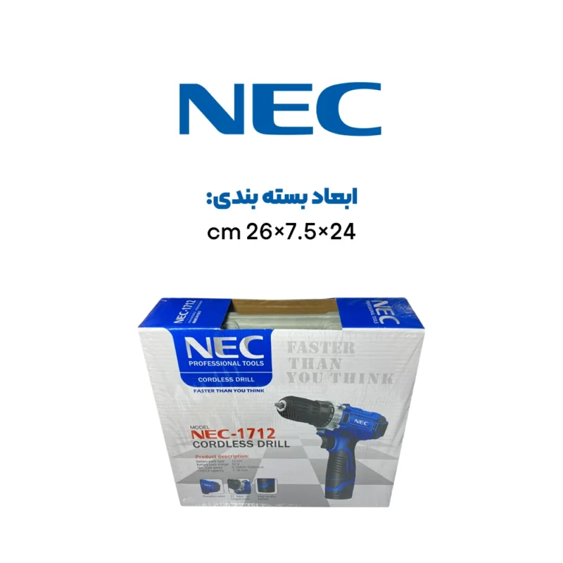 ابعاد دریل پیچ گوشتی شارژی ان ای سی مدل‌ NEC 1712
