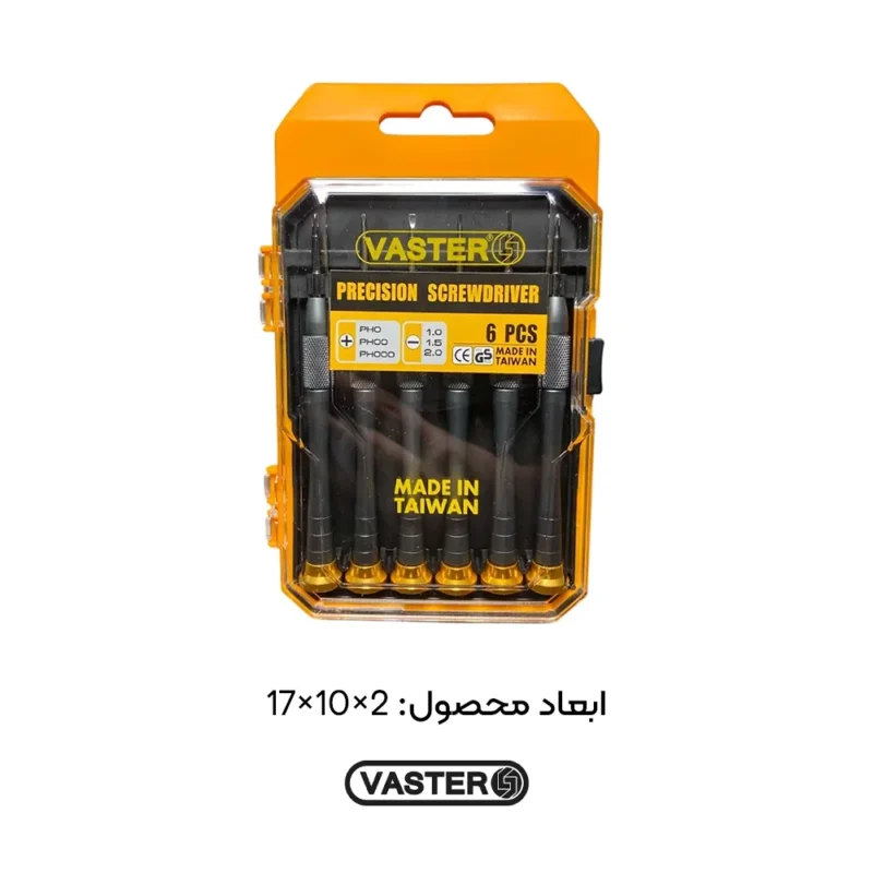 ابعاد بسته بندی پیچ‌گوشتی ساعتی حرفه‌ای VSP002 واستر